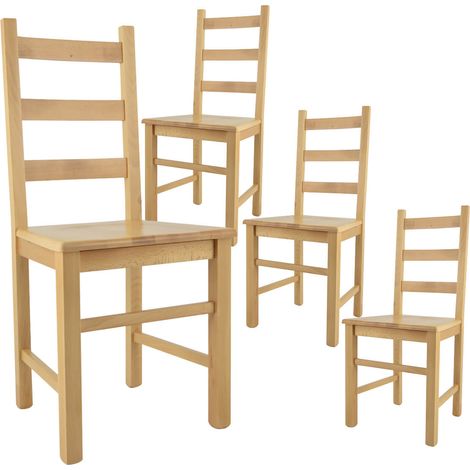 ORTA - Lot de 4 Chaises Naturelles et Assises en Bois (1/3)