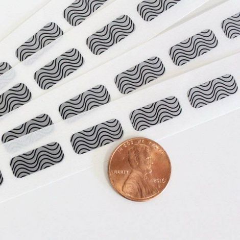 Label Scratch off/gratta e vinci colore silver su pvc adesivo rettangolare - Numero Pezzi: 300 pcs. - Modello: Rettangolo Zebrato - 6x15mm