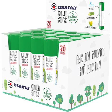 Colle Forte Stick Extra Adhésive, 20 Bâtons, 20 gr - Set Colles Naturel sans Solvants pour Papeterie Bureau et Fourniture Scolaire - Résistante et sans Grumeaux sur Papier, Sûre pour Enfants (1/5)