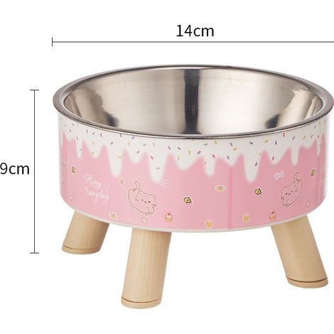Gamelle haute pour animaux de compagnie, revêtement intérieur en acier inoxydable, bol antidérapant, convient aux chats et aux chiens