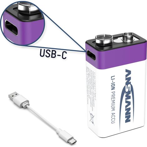 Batterie rechargeable Li-Ion 9V ANSMANN, type 400 (min. 340mAh) (1/5)