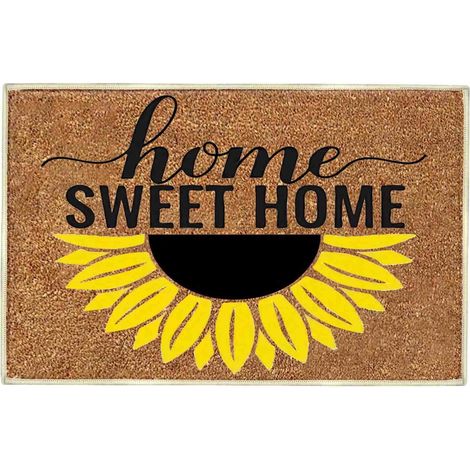Tapis De Seuil Extérieur - Tapis D'Accueil En Velours Cristal Avec Motif Tournesol - 40 x 60 cm - Pour Porte D'Entrée Extérieure Ou Intérieure - 1 Pièce (1/5)