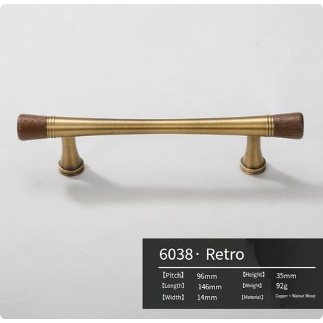 Nussbaum Messing Griff Retro neuen chinesischen Stil gelb alten Griff antike Schublade Möbel Schrank Kleiderschrank Türgriff (1/4)