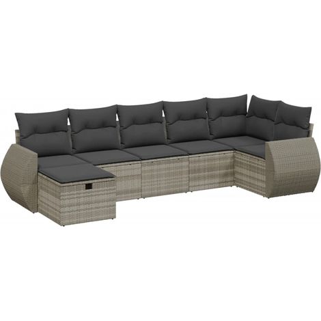 Maison Exclusive - Set Divani da Giardino 7pz con Cuscini Grigio Chiaro Polyrattan