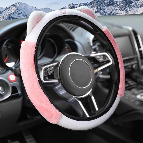Plüsch Lenkradbezug mit Katzenohren, Rosa, für Autos und LKWs (1/5)