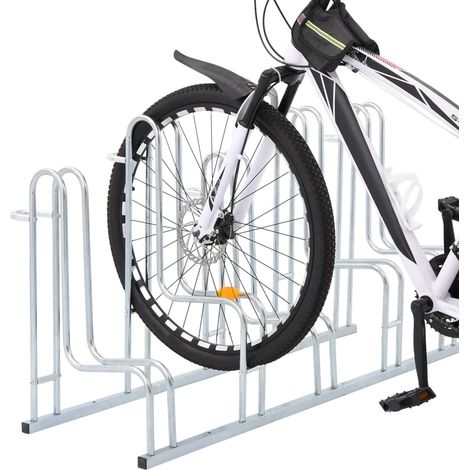 vidaXL Supporto per 5 Bici da Pavimento Autoportante Acciaio