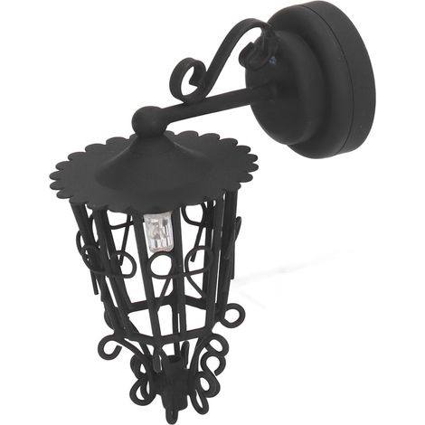 Wandlampe für Puppenhäuser, batteriebetrieben, im Antik-Stil, mit Magnet auf der Rückseite, für Puppenhäuser im Maßstab 1:12, schwarz. (1/5)