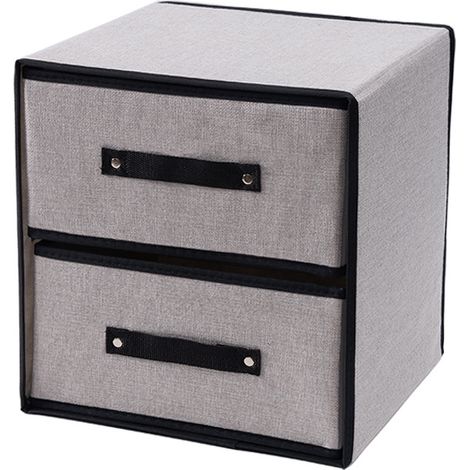 Boîte de rangement en tissu à double tiroir, idéale pour les armoires de chambre, lavable, pliable, avec deux tiroirs, parfaite pour ranger les foulards. (1/5)