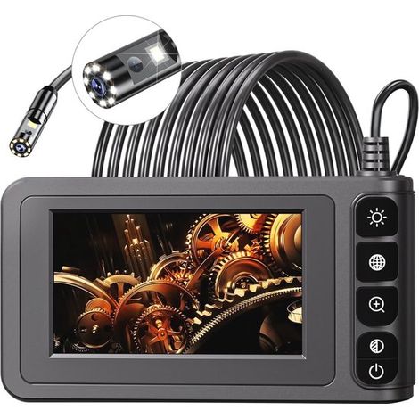 Endoscopio iluminado de doble lente y cámara de inspección HD - LCD de 4,3 pulgadas, resistente al agua IP67, iluminación LED de 8 pulgadas (1/5)