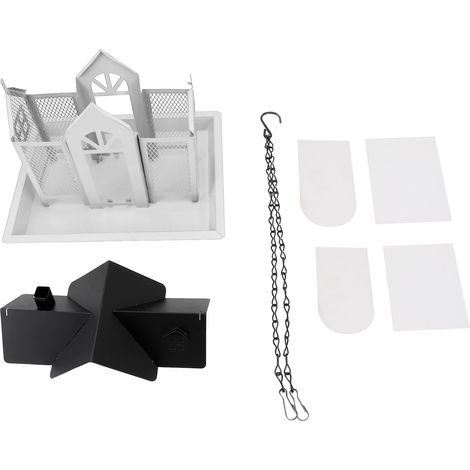 Maison Cafetière à Oiseaux Extérieur Treillis Sans Écureuils Grand Volume Anti-Tempête Mangeoire Suspension Jardin Cour Blanche Fer 25x20x17cm 1 Ensemble 7 Pièces (1/5)