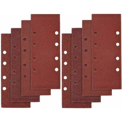 40 PCS Papier de Verre, 93 x 185mm Feuilles Abrasives pour Ponceuse Vibrante 8 Trous Assorted P40, P60, P80, P100 Grit (1/4)