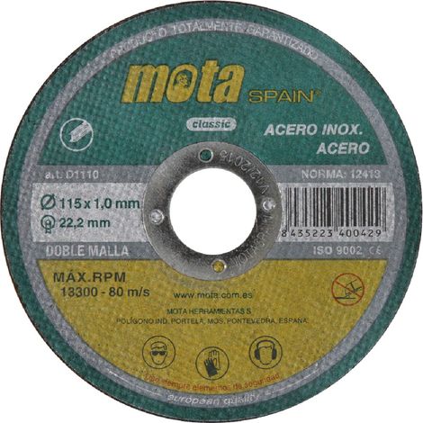 Disco de corte para inox ø115x1.0x22.23mm D1110 Mota (1/5)