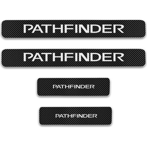 (Noir Rouge,Pathfinder) Protection de seuil de porte pour Nissan Pathfinder,Note,Kicks,370Z,March - Autocollant de bienvenue en vinyle imitation fibre de carbone 4D (4 pièces) (1/3)