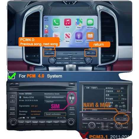 Módulo inalámbrico Android Auto CarPlay, conectividad WiFi, soporte para múltiples cámaras, para Porsche PCM 4.0 (1/2)