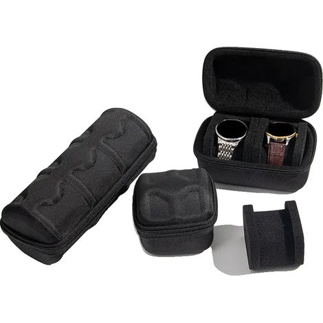 Scatola per orologi, materiale EVA resistente, design compatto da viaggio, nero 1 pezzo-a, 4 scomparti (1/2)
