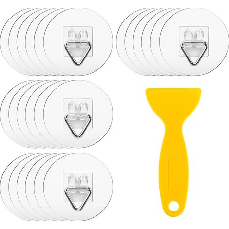 24 Pcs No-Drill Adhesive Picture Hanging Hooks, 66 cm, Adhesive Frame Attachment Hooks, No-Drill Picture Hanging, for Photos, Oil Paintings, Wall Decorations and Artwork (1/5)