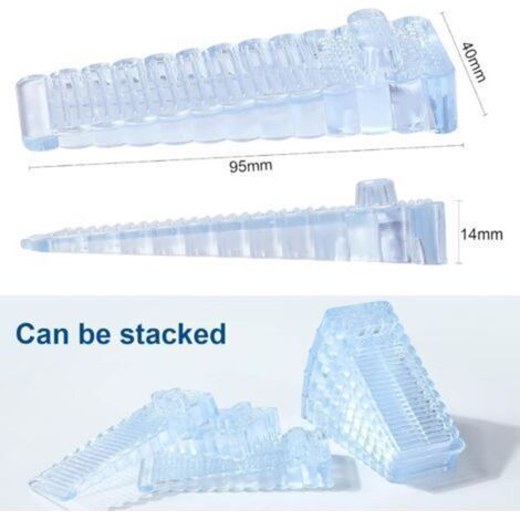 4-teiliges Set rutschfester Türkeile mit verstellbarer Höhe, transparente Gummi-Türkeile, Türstopper für Zuhause, Büro und Wandschutz (1/4)