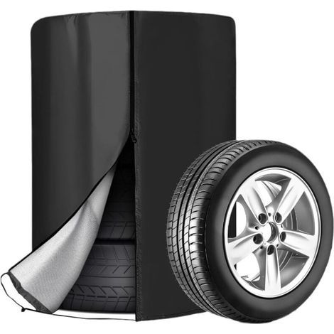 Funda para neumáticos de coche (73 x 110 cm), impermeable y a prueba de polvo, funda de temporada para 4 neumáticos, funda Oxford 210D negra. (1/4)