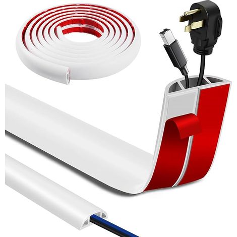 Floor Cable Duct 4 cm x 3 m, Flexible Adhesive Channel, Cable Protection for Office (1/5)