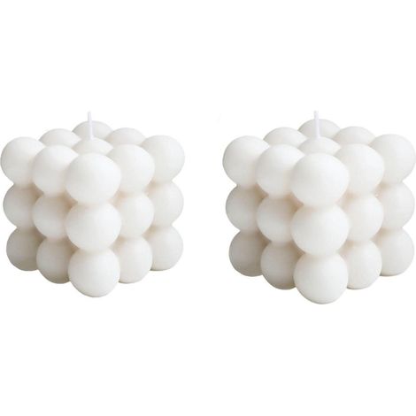 Duftkerzen 2er Set Bubble Kerzen Sojawachs Freesienduft 6x6x5.5cm Weiß