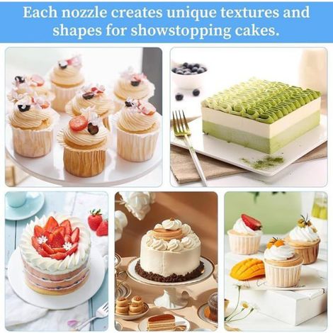 12 Pcs Douilles à Patisserie Professionnelles en Inox, Douilles Cannelées pour Décoration de Gateaux, Cupcakes, Biscui ENSEMBLE RIE (1/5)