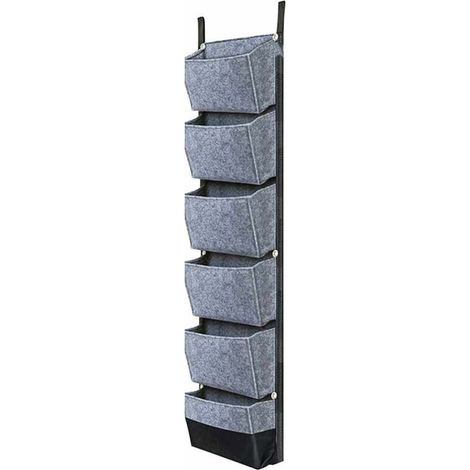 6 sacs de plantation suspendus, jardinière murale verticale, 107 x 30 cm, gris, pour fleurs et herbes aromatiques (1/5)