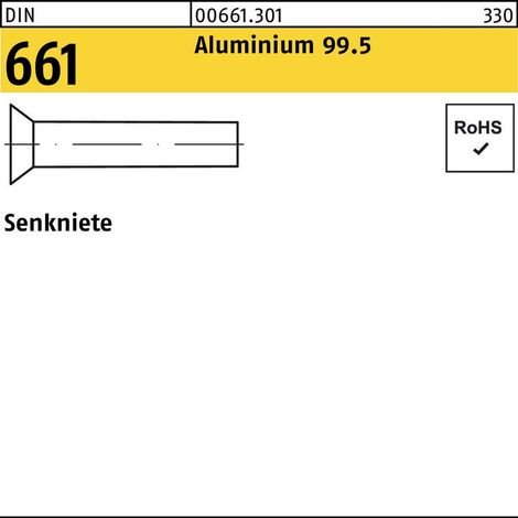 Senkniete DIN 661 2x 4 Aluminium 99.5 1000 Stück