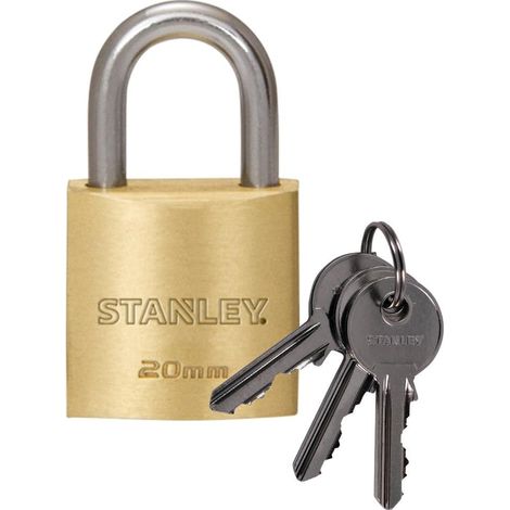 STANLEY 917012 Cadenas en Laiton - Longueur 20 mm - Jeu de 3 Clés