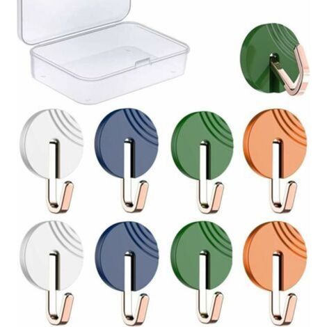 Gancho adhesivo de pared para baño, gancho de pared sin perforar, colgador de toallas, colgador de paños de cocina, gancho autoadhesivo, 8 piezas en 4 colores giratorios (1/5)