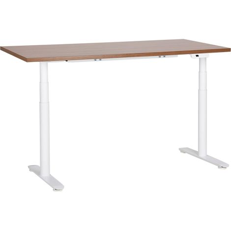 Schreibtisch elektrisch höhenverstellbar DESTINAS Braun / Weiß 160 cm 72 cm
