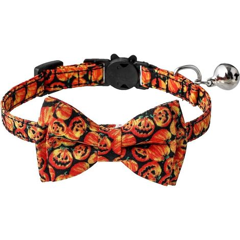 Halloween Réglable Citrouille Arc Collier Pet Fournitures Collier Chien Chat Chiot Orange Citrouille