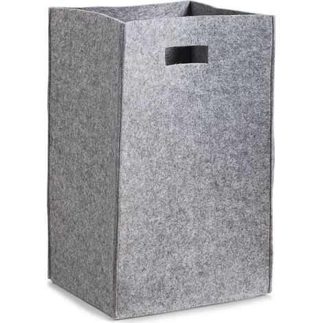Zeller 14265 – Cesto portabiancheria, feltro, plastica, grigio, 35 x 30 x 55 cm