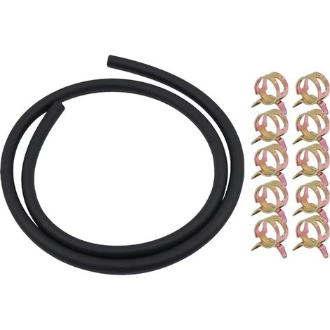 1M Tuyau de Carburant 7mm Intérieur avec 10Pcs Collier de Serrage pour Bateau Marine Hors-Bord Gaz Diesel Essence