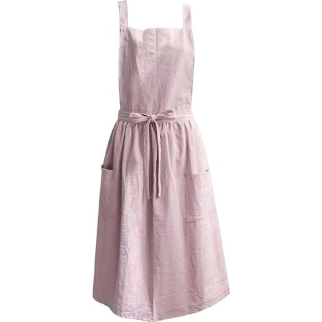 Tablier de jardin pour femme, avec poches, doux, en coton, mignon et élégant, dos croisé, tablier de travail pour restaurant, composition florale (1/5)