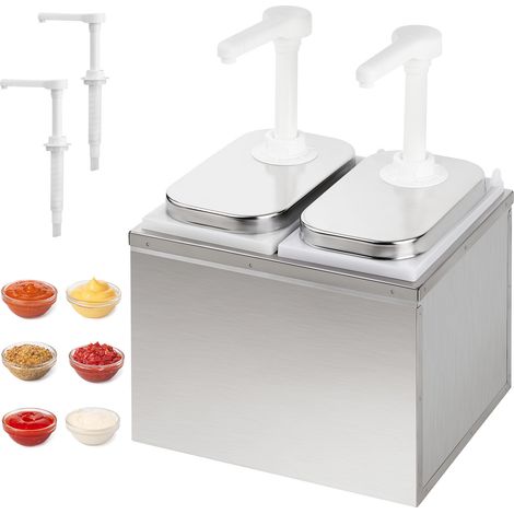 Distributeur De Sauce Pompe À Sauce En Plastique Ketchup Pour Friterie 4L (2 Récipients, Volume Total 4 l, Acier inoxydable / PP) (1/5)