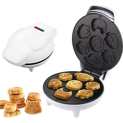 Gaufrier électrique pour gaufres et biscuits, moules de différents motifs, 1200 W blanc