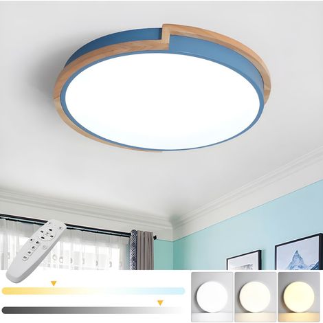 Plafonnier LED 40 cm à intensité variable, plafonnier moderne à encastrer avec télécommande, lumière décorative bleue, 3 températures de couleur (1/5)