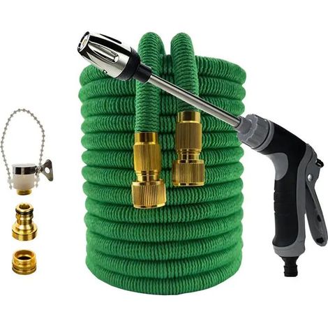 Tuyau d'arrosage extensible pour jardin (1/2 po, 25 pi) - Tuyaux d'arrosage flexibles haute pression - Fournitures d'irrigation horticole - Pistolet à eau pour laver la voiture