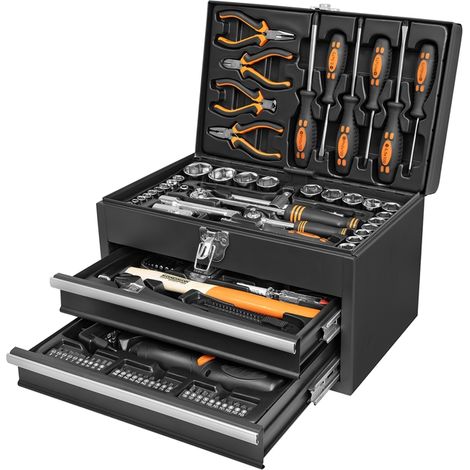Brüder Mannesmann Werkzeugstahl-Koffer M29566 157-tlg. Black inkl. 3,6 V Akkuschrauber (1/5)