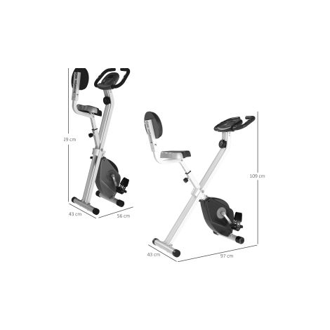 Bicicleta estática plegable con respaldo, resistencia magnética 8 niveles, negro-gris DESVIAE (1/5)