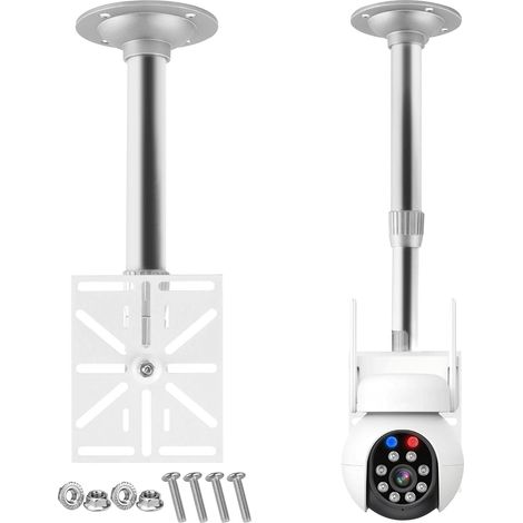 Blanc,Support Camera Exterieur Extensible Support d'angle Camera Exterieur Universel Support Caméra Extérieur en Métal pour Camera de Surveillance (1/5)