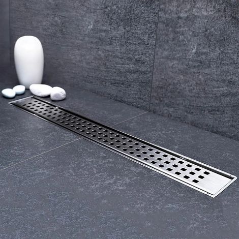 Canalina doccia a pavimento 55 cm con griglia e scarico incluso in acciaio inox cromato (1/4)