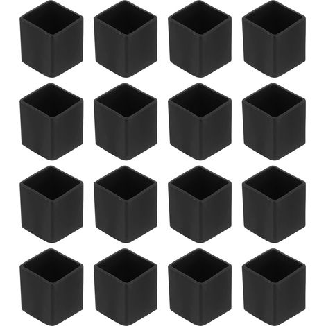 26Pcs Embouts de Pieds de Chaise Carrés en PVC, 20mm x 20mm OD, Capuchons de Protection de Pieds de Meubles Noirs pour Table (1/5)