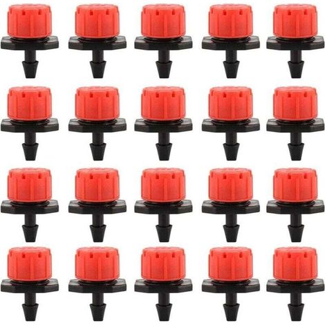 100PCS Goutteurs Irrigation Goutte à Goutte dripper, Buses de Gicleurs Émetteur Jardin, Arrosage Goutte à Goutte Automatique 360° Réglable pour Plante Serre Pelouse DIY (1/4)