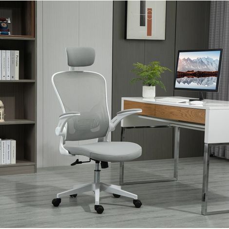 Fauteuil de bureau ergonomique gris réglable OKMYHOME (1/3)