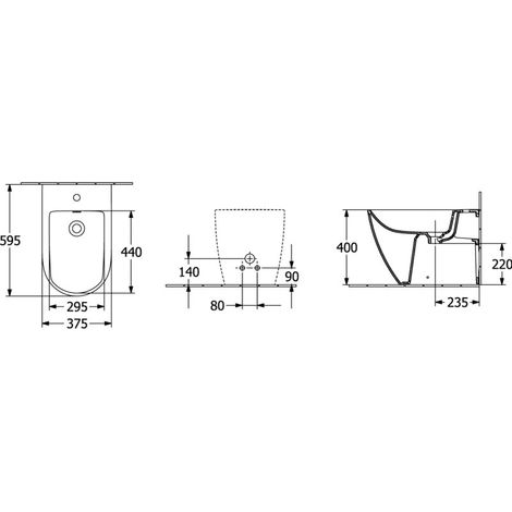 Bidet VB Subway 3.0 600x370x400mm Ovale sur pied Pierre Blanc CeramicPlus