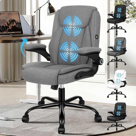ALFORDSON Ergonomischer Massage Bürostuhl Mid Back Klappbare Armlehne Schwarz (1/5)