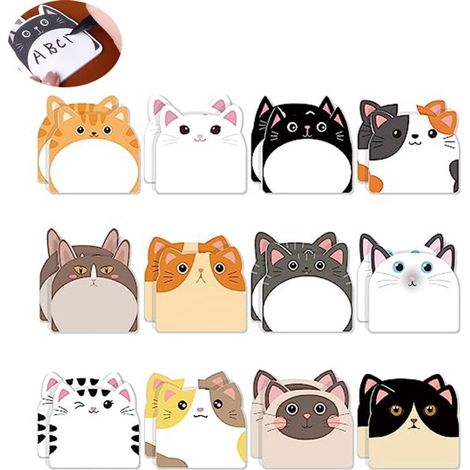 24 pièces - Jolis post-it à motifs de chats - Post-it chats - Post-it chats - Post-it avec personnages de dessins animés - Post-it auto-adhésifs - Post-it pour agendas - Convient pour les cliniques vé (1/5)