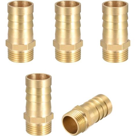 5 pièces Raccord cannelé tuyau en laiton connecteur 16mm Barbeléx3\\/8&34 G Mâle Raccord Tuyau D&39arrosage, Connecteur Cannelé En Laiton Pour Pompe Eau (1/4)