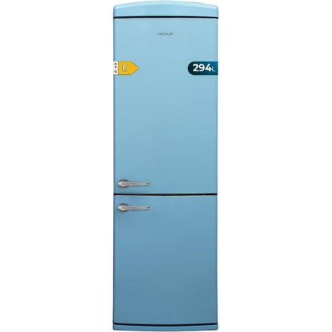 Cecotec – Réfrigérateur 2 portes rétro 215 L – Hauteur 148,2 cm – Largeur 55,2 cm – Éclairage LED – Poignée dorée – Plateaux en verre – Classe E (1/5)